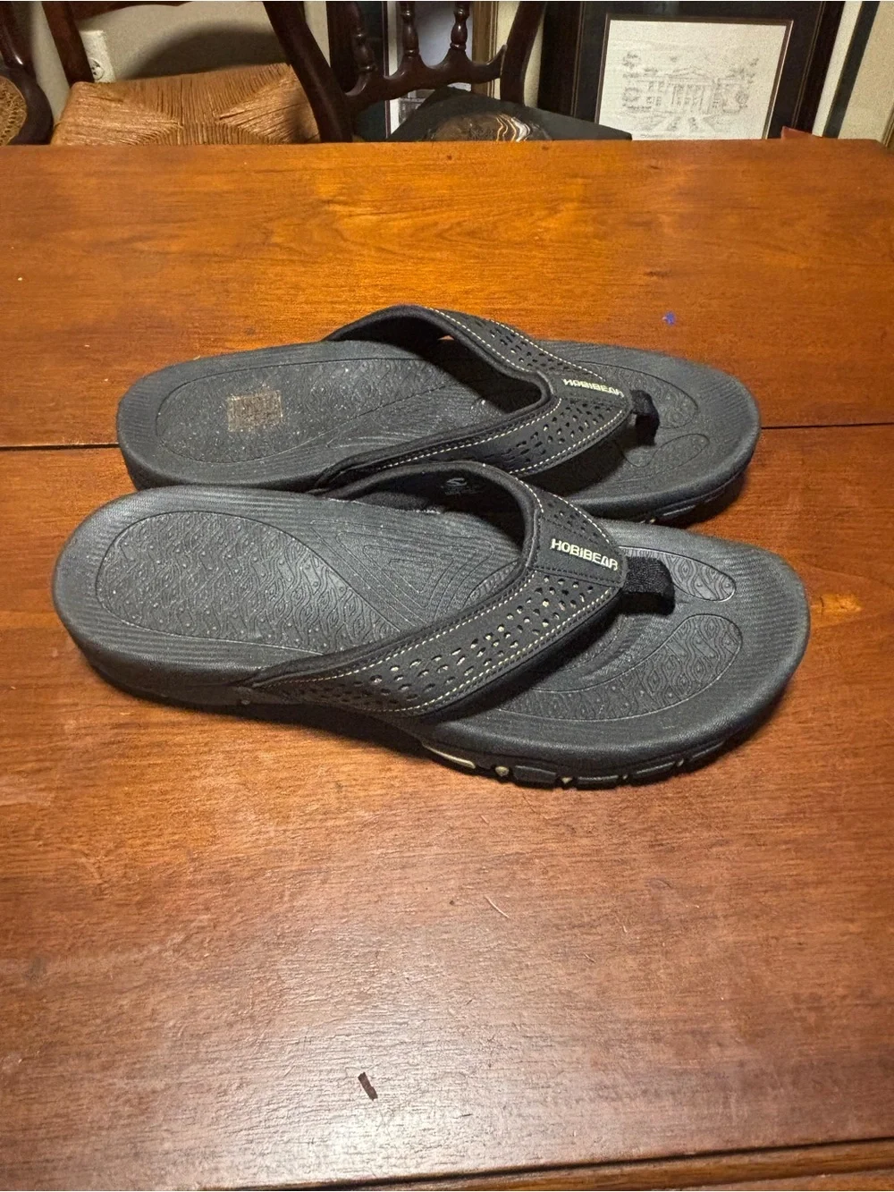 Hobibear Men’s Ramble Lite Wide-Toe Flip Flop Black Size 8.5 EU 41